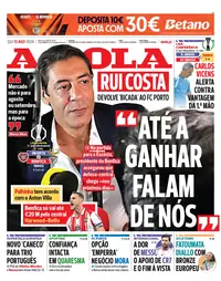 Capa do A Bola de quinta-feira, 13 de agosto de 2026