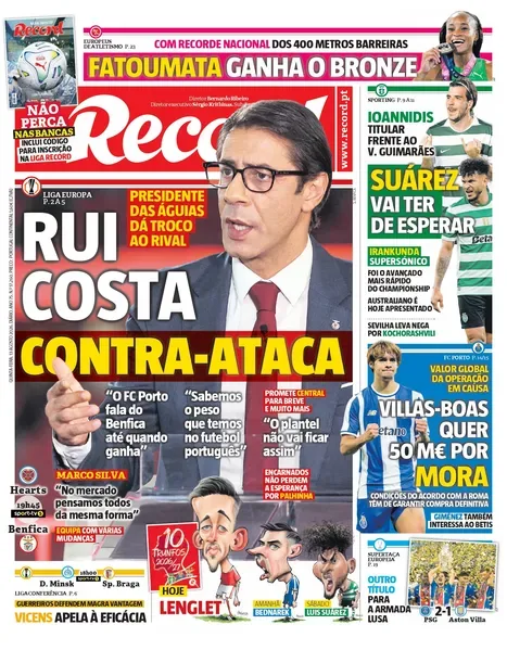 Capa do Record de quinta-feira, 13 de agosto de 2026