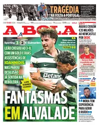 Capa do A Bola de sábado, 15 de agosto de 2026