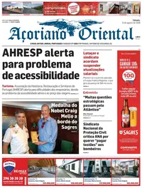 Capa do Açoriano Oriental de sábado, 15 de agosto de 2026