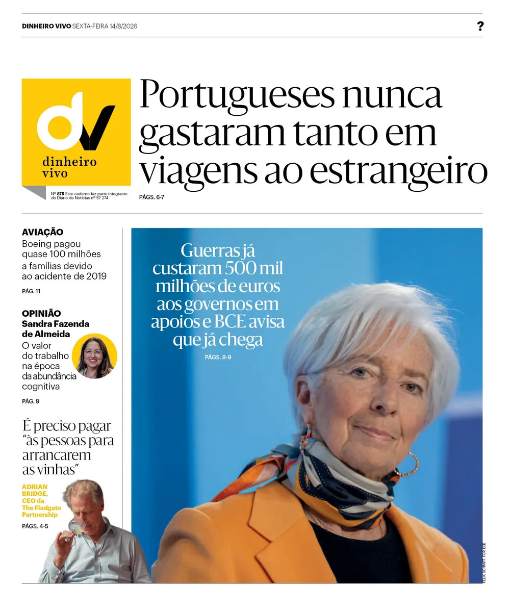 Capa do Dinheiro Vivo de sábado, 15 de agosto de 2026