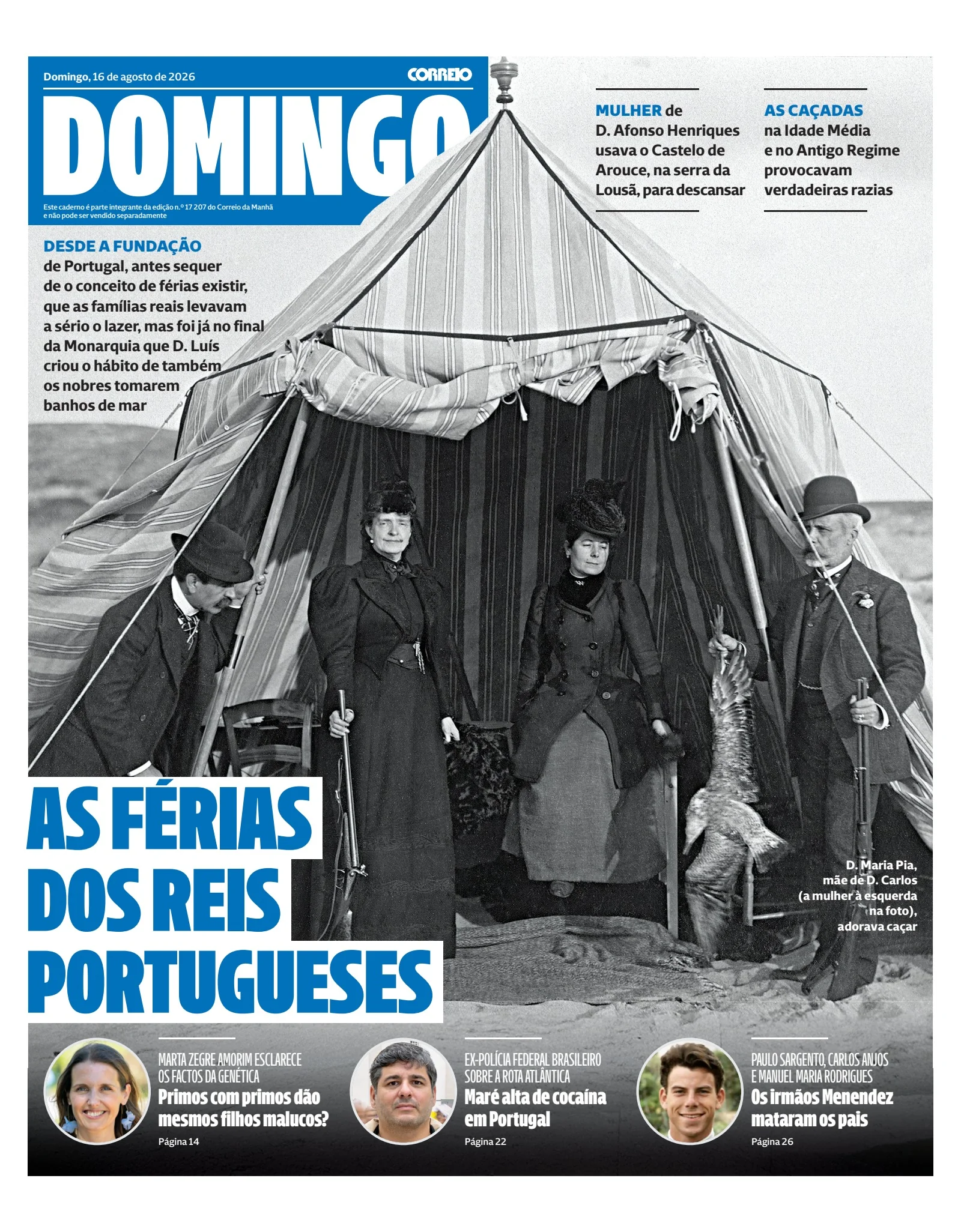 Capa do Domingo de domingo, 16 de agosto de 2026