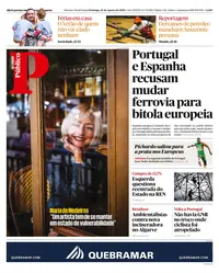 Capa do Público de domingo, 16 de agosto de 2026