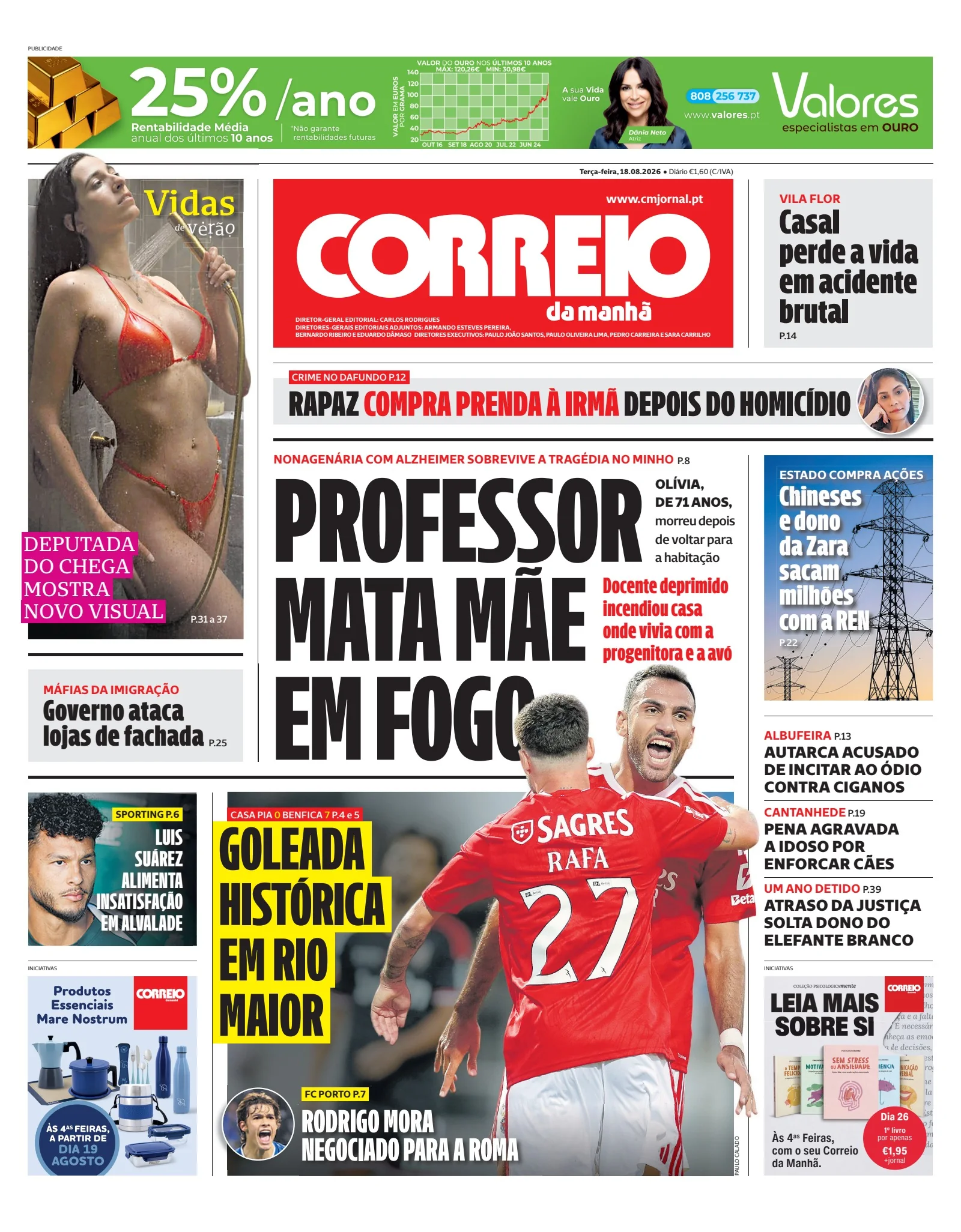 Capa do Correio da Manhã de terça-feira, 18 de agosto de 2026