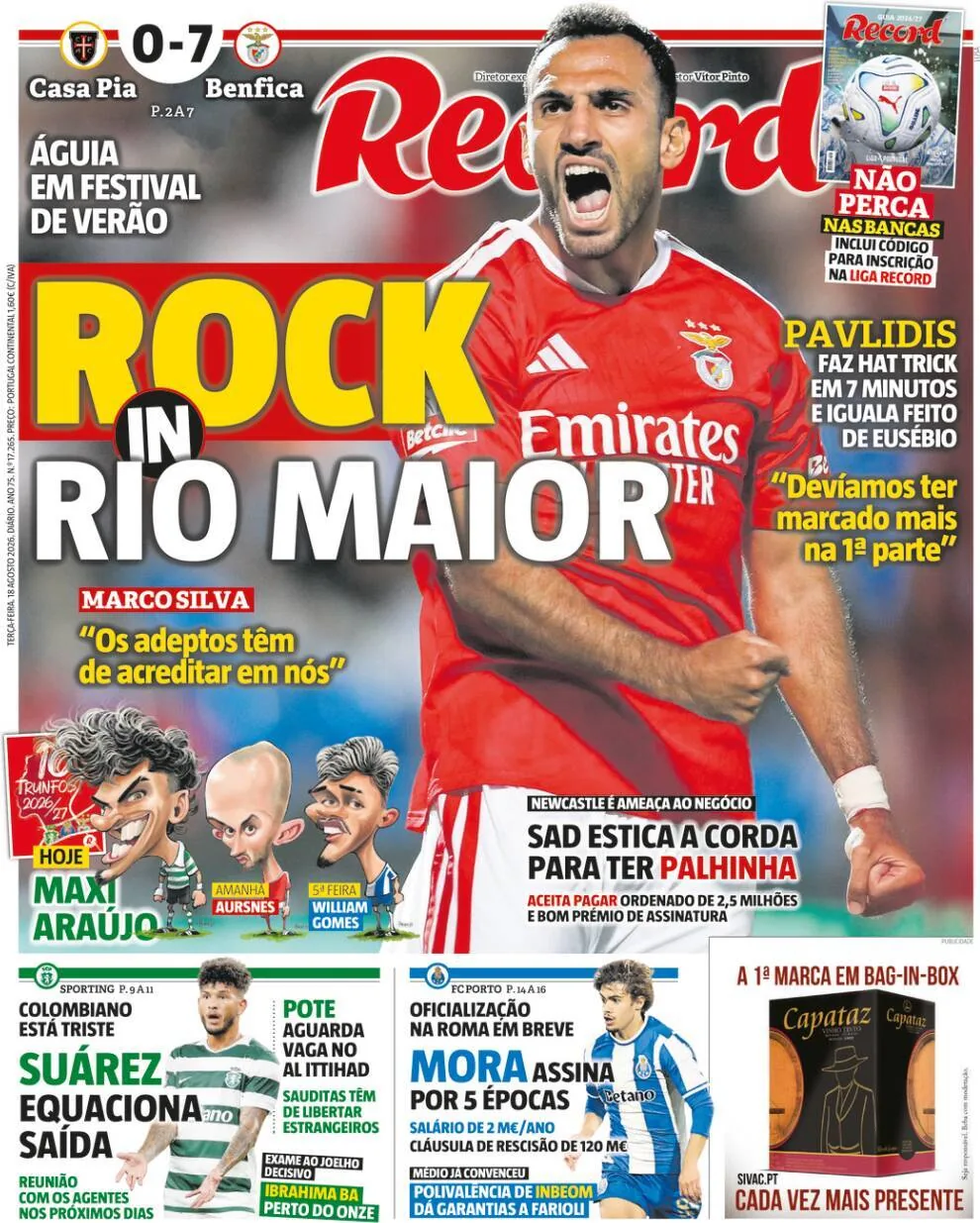 Capa do Record de terça-feira, 18 de agosto de 2026