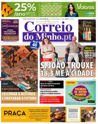 Capa do Correio do Minho de quarta-feira, 19 de agosto de 2026