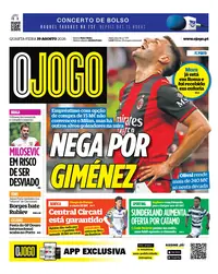Capa do O Jogo de quarta-feira, 19 de agosto de 2026