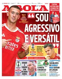 Capa do A Bola de quinta-feira, 20 de agosto de 2026