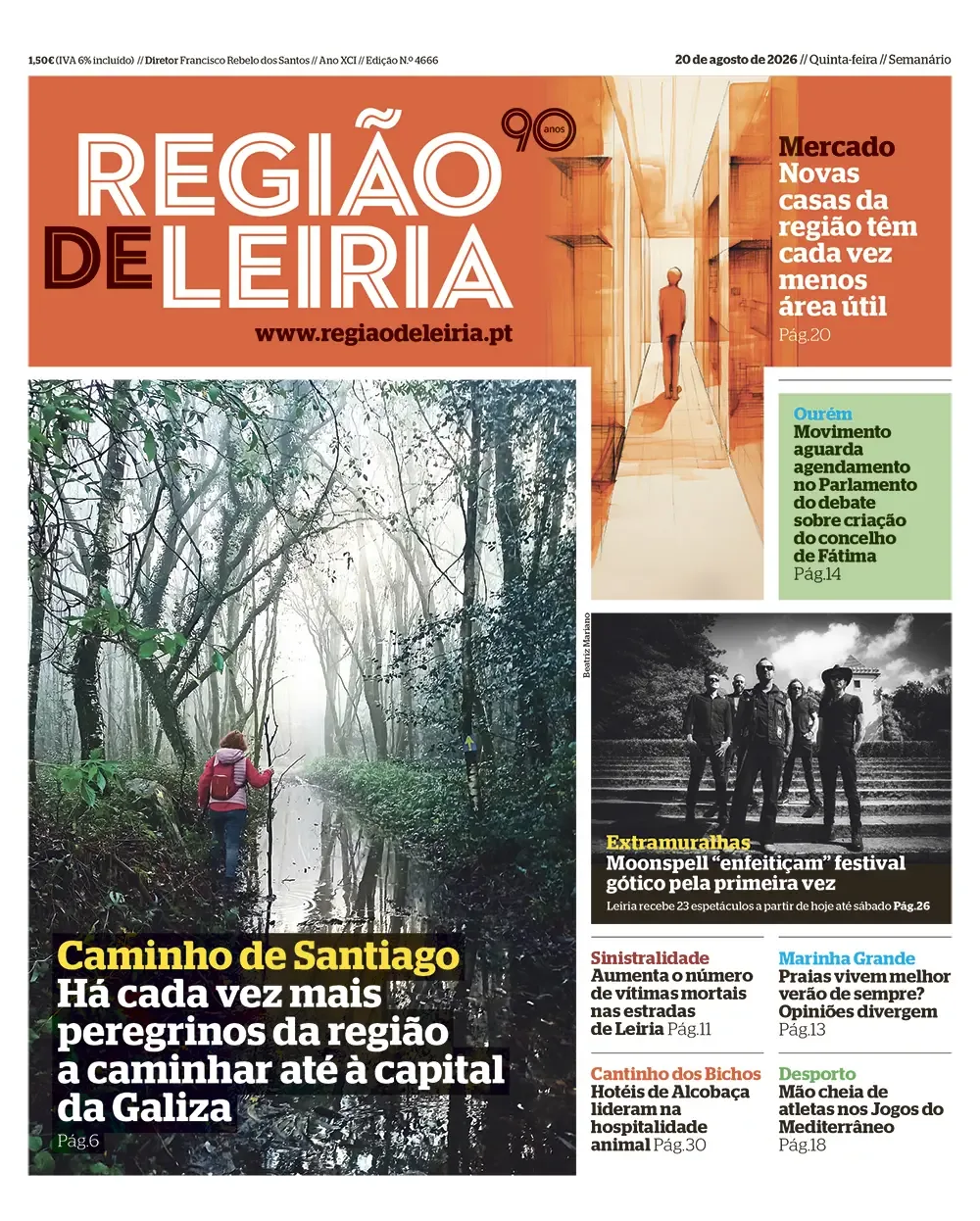 Capa do Região de Leiria de quinta-feira, 20 de agosto de 2026