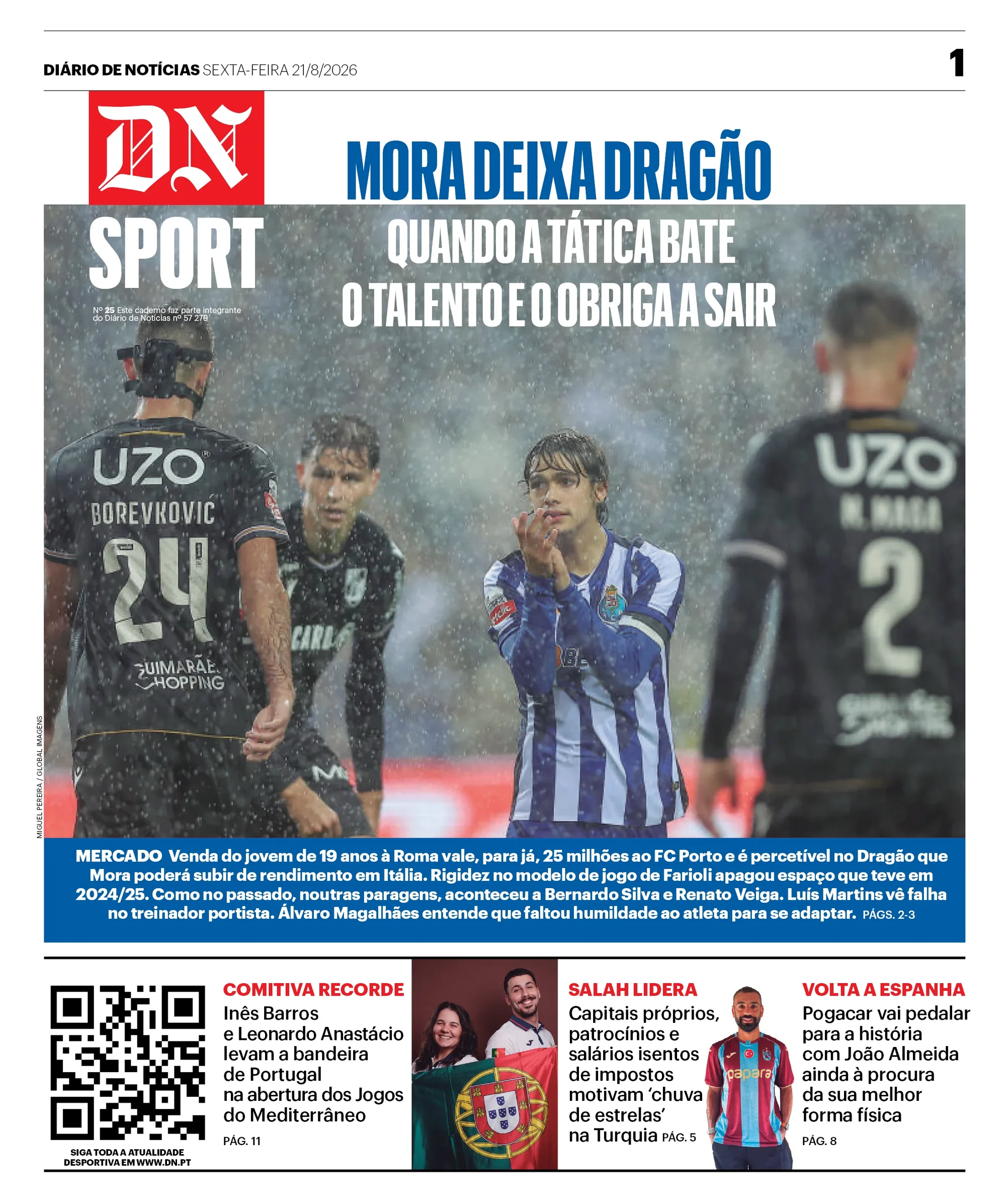 Capa do DN Sport de sexta-feira, 21 de agosto de 2026