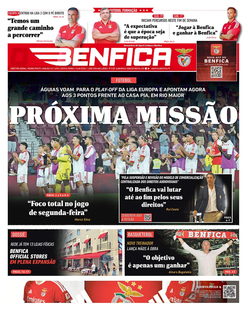 Capa do O Benfica de sexta-feira, 21 de agosto de 2026