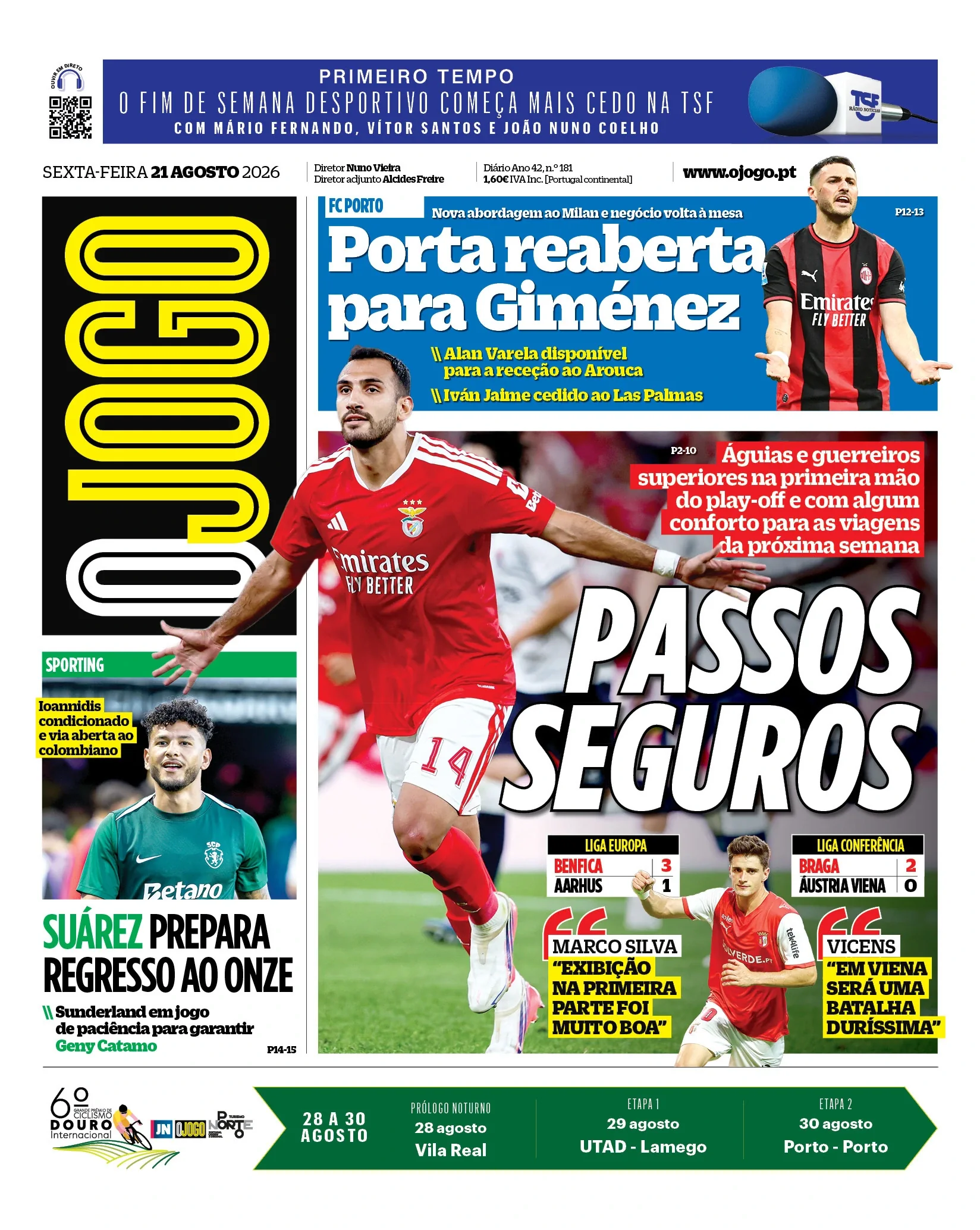 Capa do O Jogo de sexta-feira, 21 de agosto de 2026