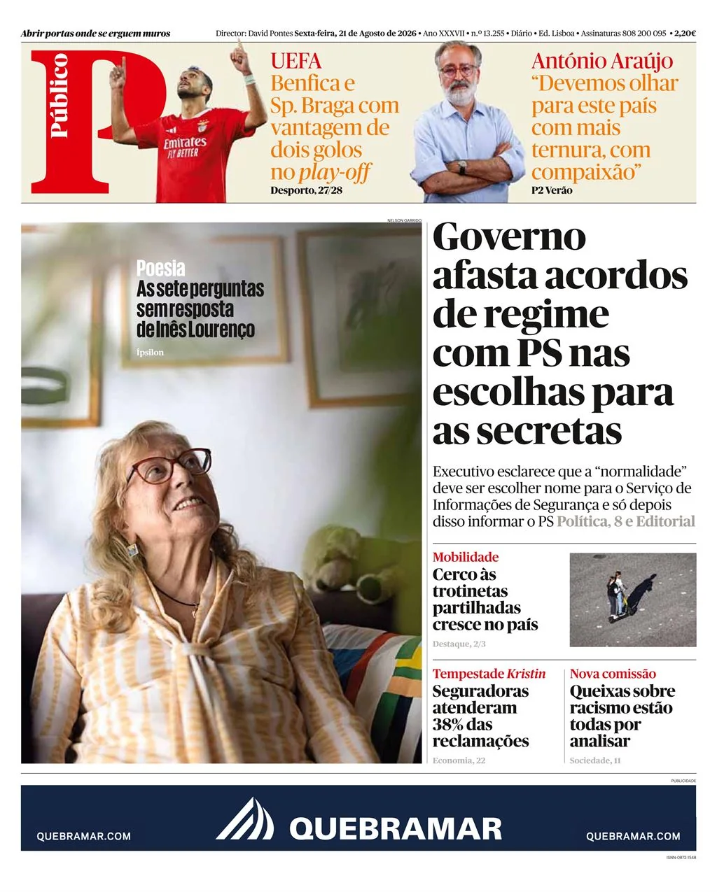 Capa do Público de sexta-feira, 21 de agosto de 2026