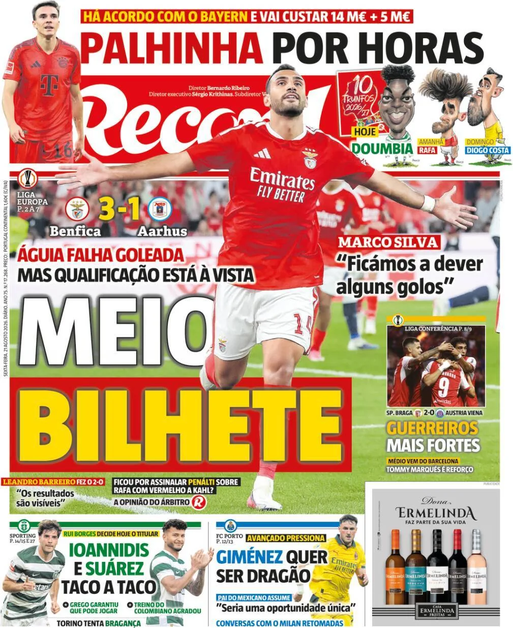 Capa do Record de sexta-feira, 21 de agosto de 2026