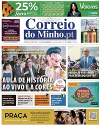Capa do Correio do Minho de domingo, 23 de agosto de 2026