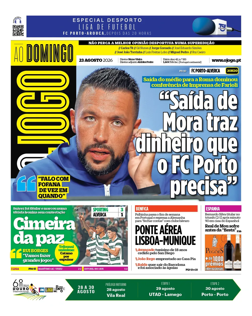 Capa do O Jogo de domingo, 23 de agosto de 2026