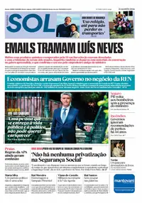 Capa do Nascer do SOL de quinta-feira, 27 de agosto de 2026