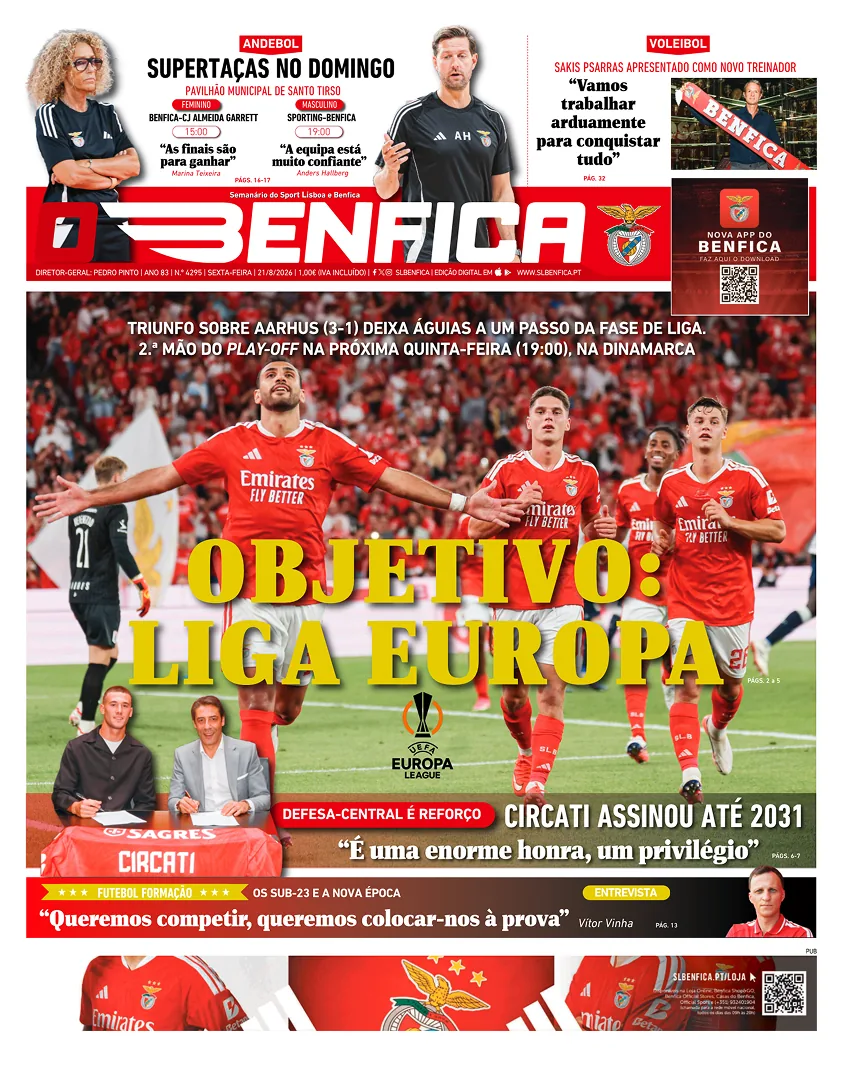 Capa do O Benfica de sexta-feira, 28 de agosto de 2026