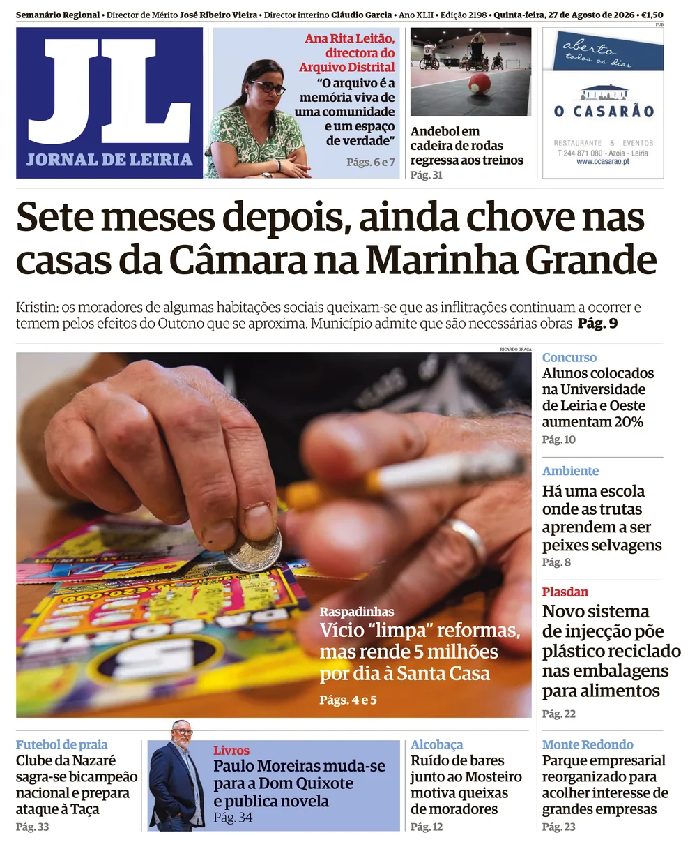 Capa do Jornal de Leiria de sexta-feira, 28 de agosto de 2026