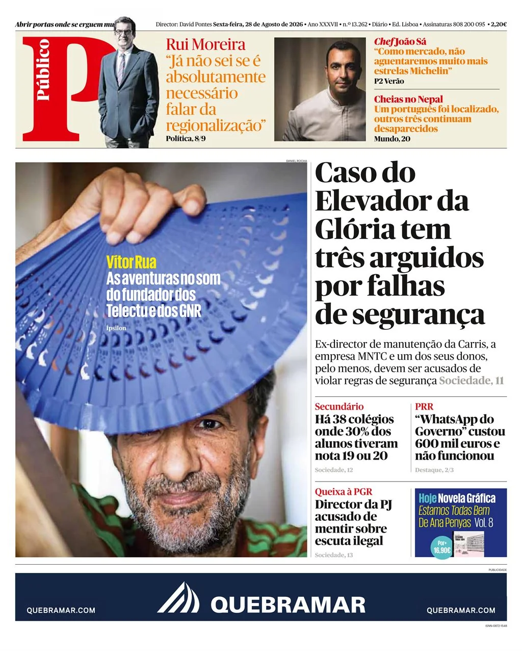 Capa do Público de sexta-feira, 28 de agosto de 2026