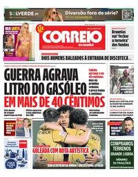 Capa do Correio da Manhã de sábado, 29 de agosto de 2026