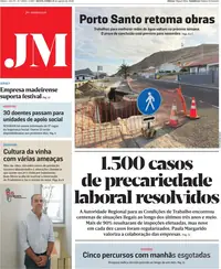 Capa do Jornal da Madeira de sábado, 29 de agosto de 2026