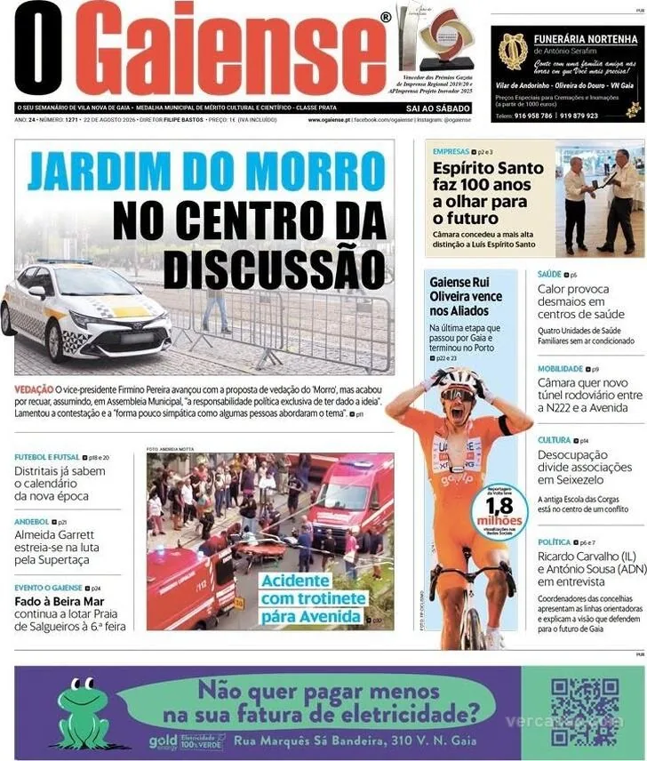 Capa do O Gaiense de sábado, 29 de agosto de 2026