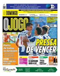 Capa do O Jogo de domingo, 30 de agosto de 2026