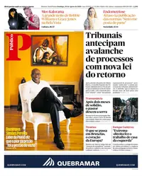 Capa do Público de domingo, 30 de agosto de 2026