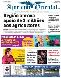 Capa do Açoriano Oriental de segunda-feira, 31 de agosto de 2026