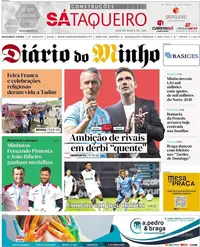 Capa do Diário do Minho de segunda-feira, 31 de agosto de 2026