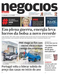 Capa do Jornal de Negócios de segunda-feira, 31 de agosto de 2026