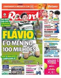 Capa do Record de segunda-feira, 31 de agosto de 2026