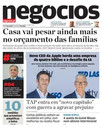 Capa do Jornal de Negócios de terça-feira, 1 de setembro de 2026