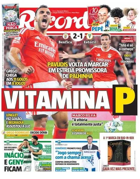 Capa do Record de terça-feira, 1 de setembro de 2026