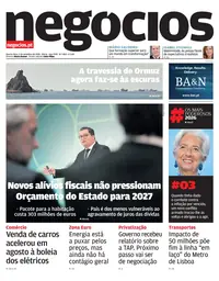 Capa do Jornal de Negócios de quarta-feira, 2 de setembro de 2026