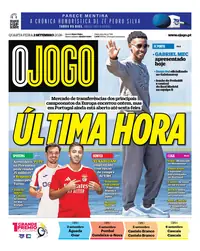 Capa do O Jogo de quarta-feira, 2 de setembro de 2026