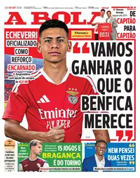 Capa do A Bola de quinta-feira, 3 de setembro de 2026