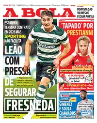 Capa do A Bola de sexta-feira, 4 de setembro de 2026