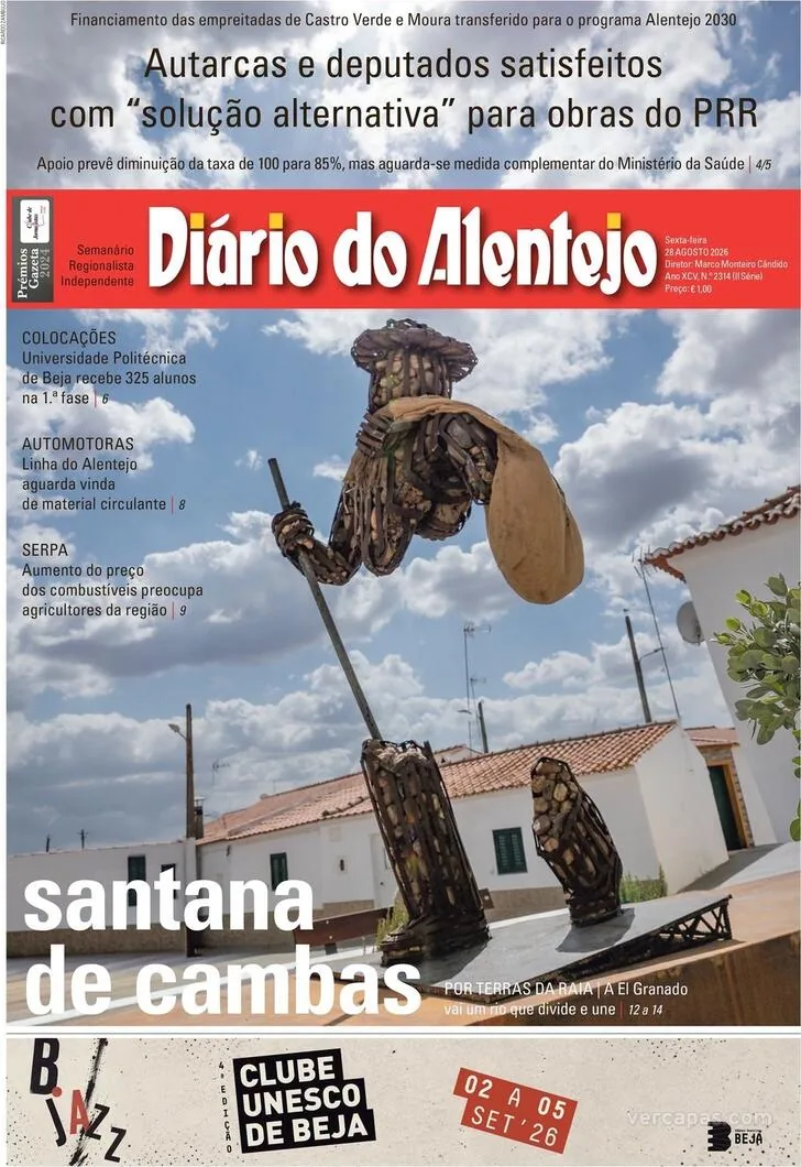 Capa do Diário do Alentejo de sexta-feira, 4 de setembro de 2026
