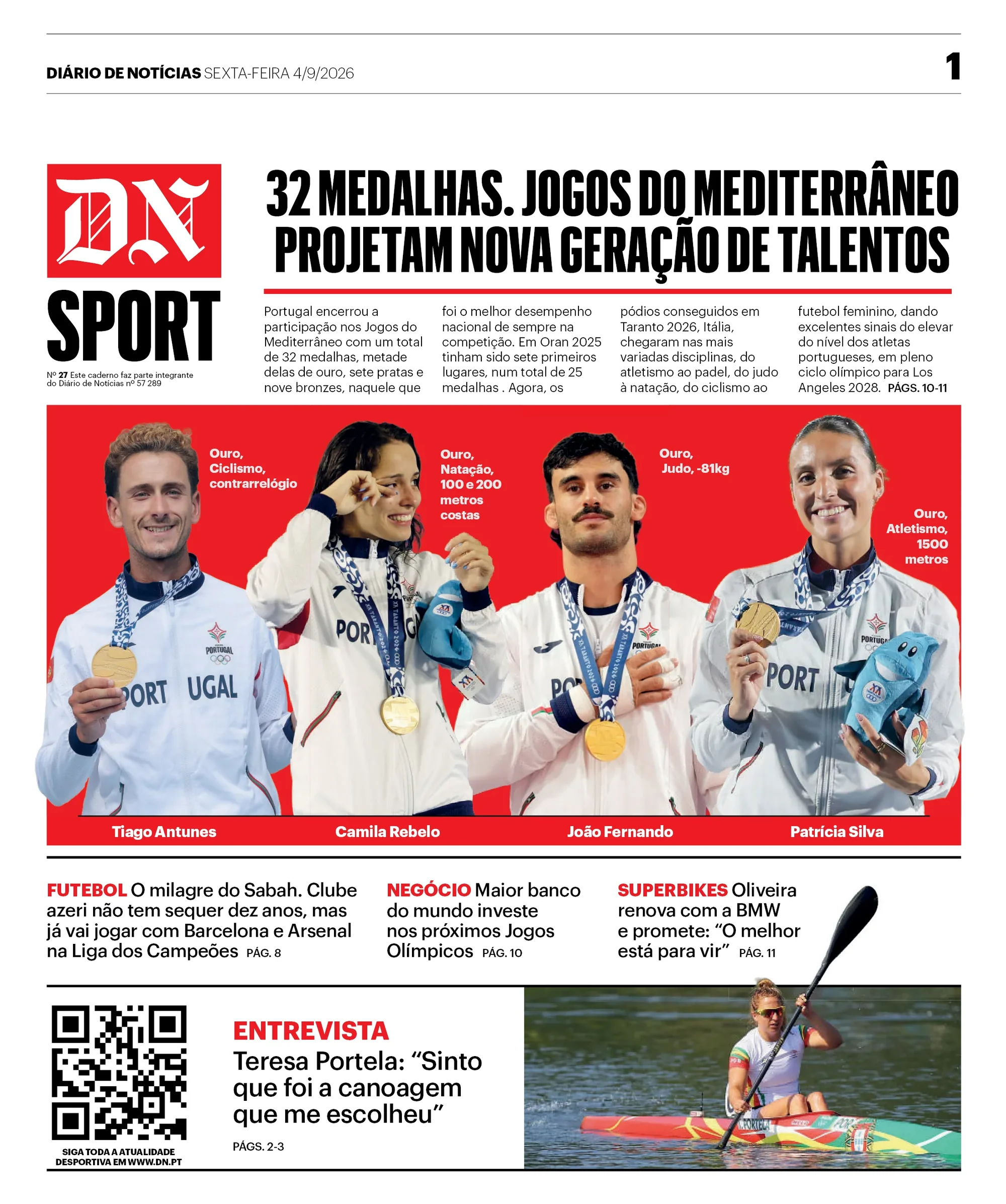 Capa do DN Sport de sexta-feira, 4 de setembro de 2026