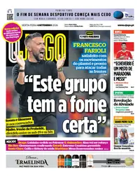Capa do O Jogo de sexta-feira, 4 de setembro de 2026
