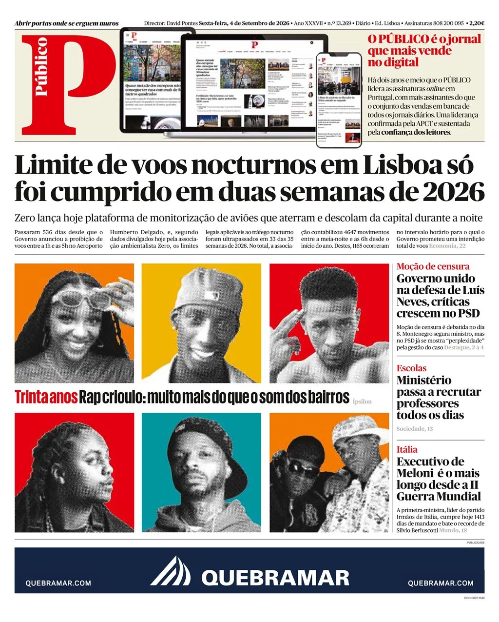 Capa do Público de sexta-feira, 4 de setembro de 2026