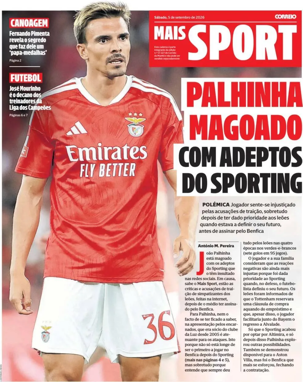 Capa do CM Mais Sport de sábado, 5 de setembro de 2026