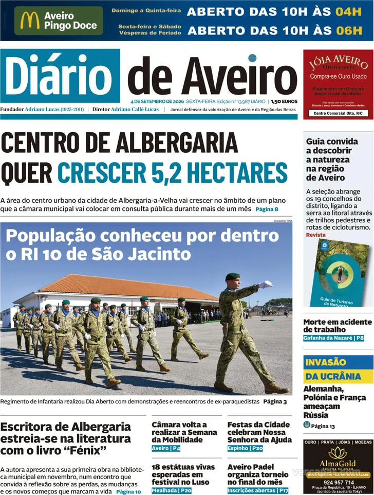 Capa do Diário de Aveiro de sábado, 5 de setembro de 2026