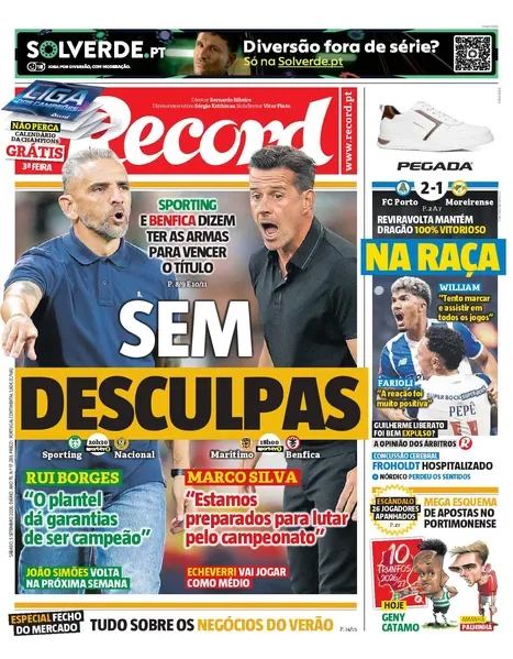 Capa do Record de sábado, 5 de setembro de 2026