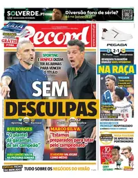 Capa do Record de sábado, 5 de setembro de 2026
