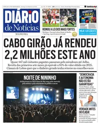 Capa do Diário de Notícias da Madeira de domingo, 6 de setembro de 2026