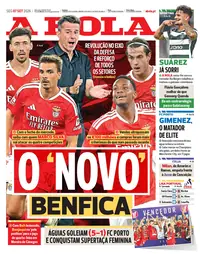 Capa do A Bola de segunda-feira, 7 de setembro de 2026
