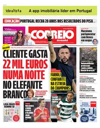 Capa do Correio da Manhã de terça-feira, 8 de setembro de 2026